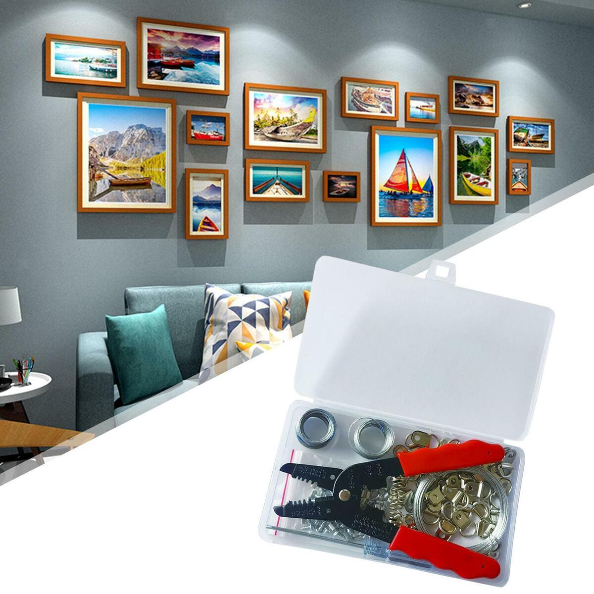 140x Double Picture Hanging Kit Photo  Hooks Rust Resistant with Nails