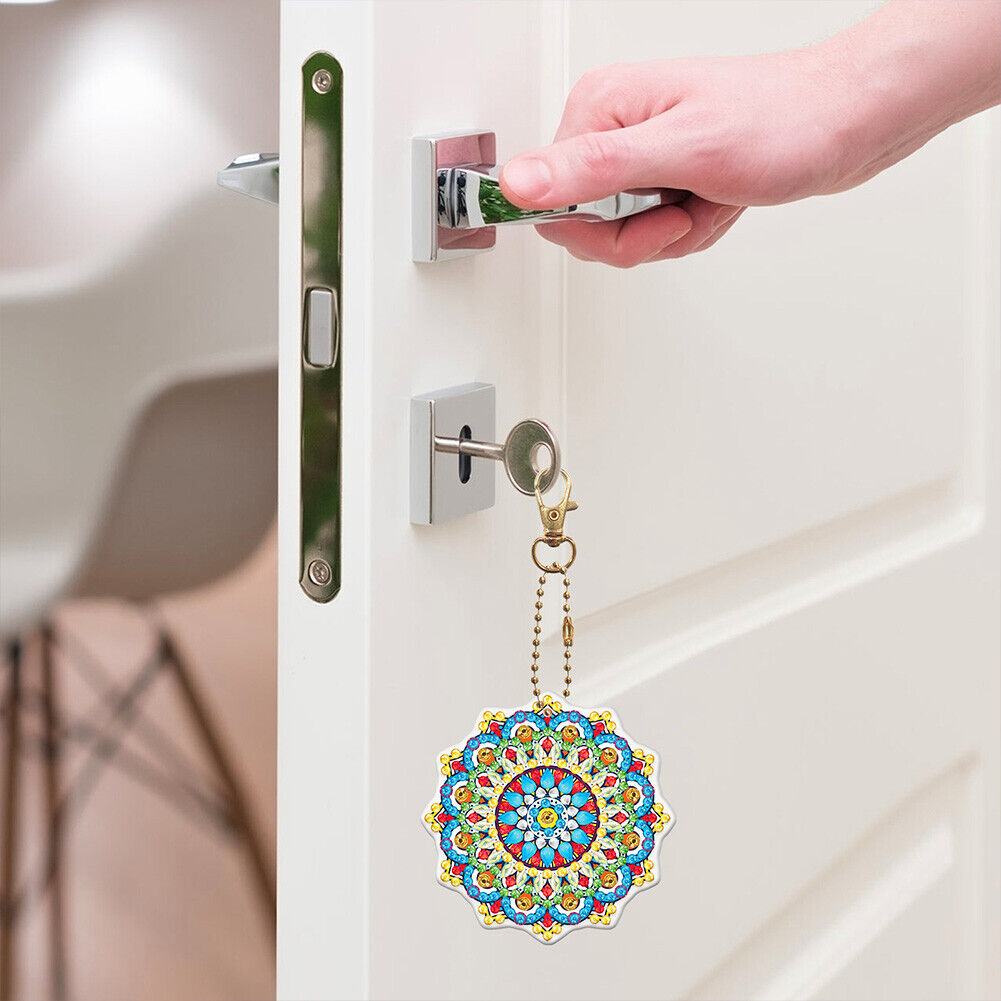 5pcs Diamond Painting Keychain DIY Mandala Key Ring Pendants (YSK084)
