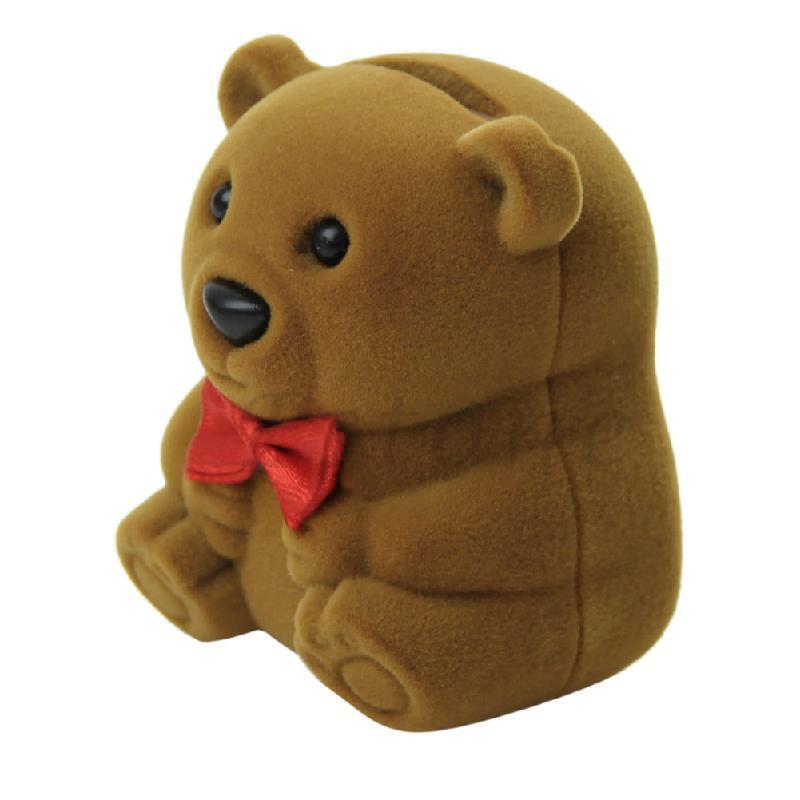 Velvet Ring Earring Jewelry Display Bear Storage Box Gift Case Holder Organizer