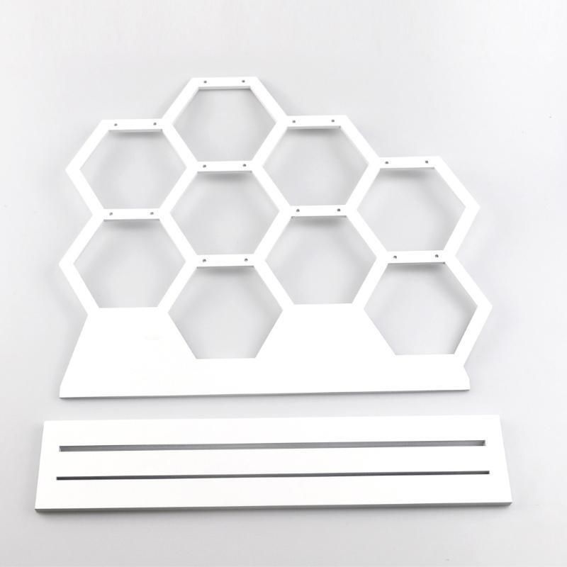 Natural Wood White Honeycomb Jewelry Earring Display Stand Up to Hold 9 Earrings