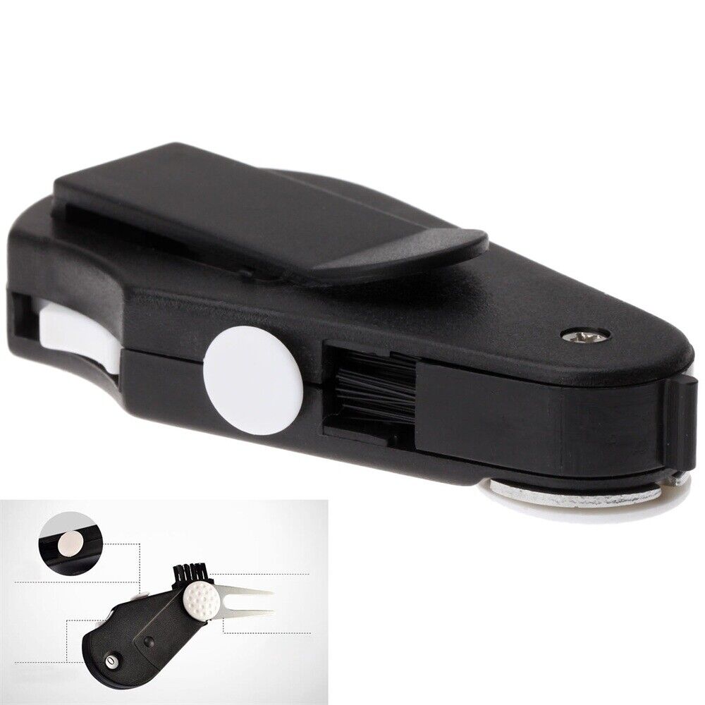 5in1 Golf Gadget Divot Tool Groove Cleaner Marker Brush Score Counter Belt Clip