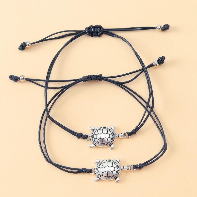 2 Pcs Good Friend Turtle Woven Card Bracelets Best Friend Matching Bracelets
