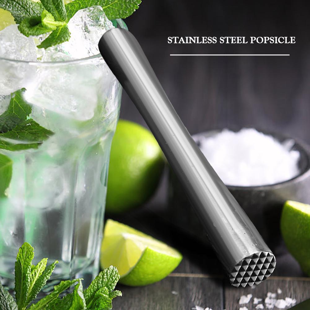 Steel Cocktail Muddler Mixer Stick Ice Crusher Barware Tool (185x24mm)