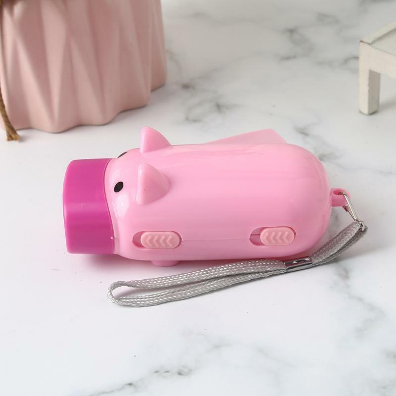 Hand Pressing Power Pig 2 LED Flash Light Flashlight Wind-up Dynamo Torch Lamp