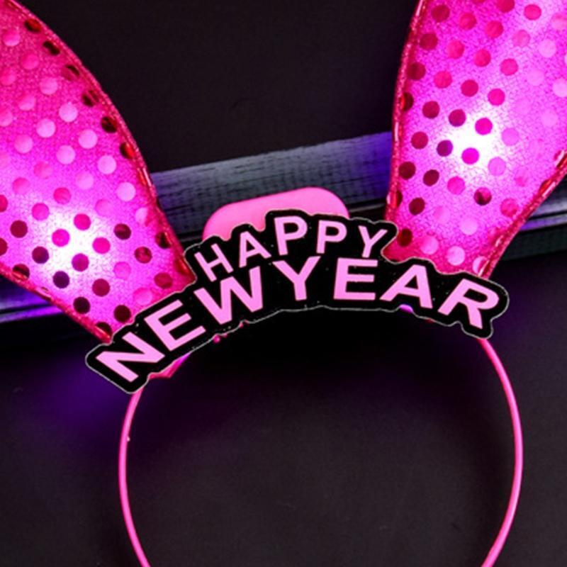 Bunny Ear Headband Light Up Rabbit Ears Hair Hoop Christmas New Year Photo Props