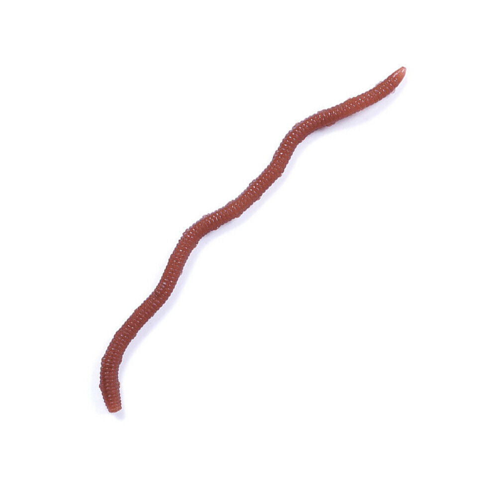 50pcs Red Worm Soft Lure Earthworm Shrimp Bass Fishing Bait (8cm Red Brown)