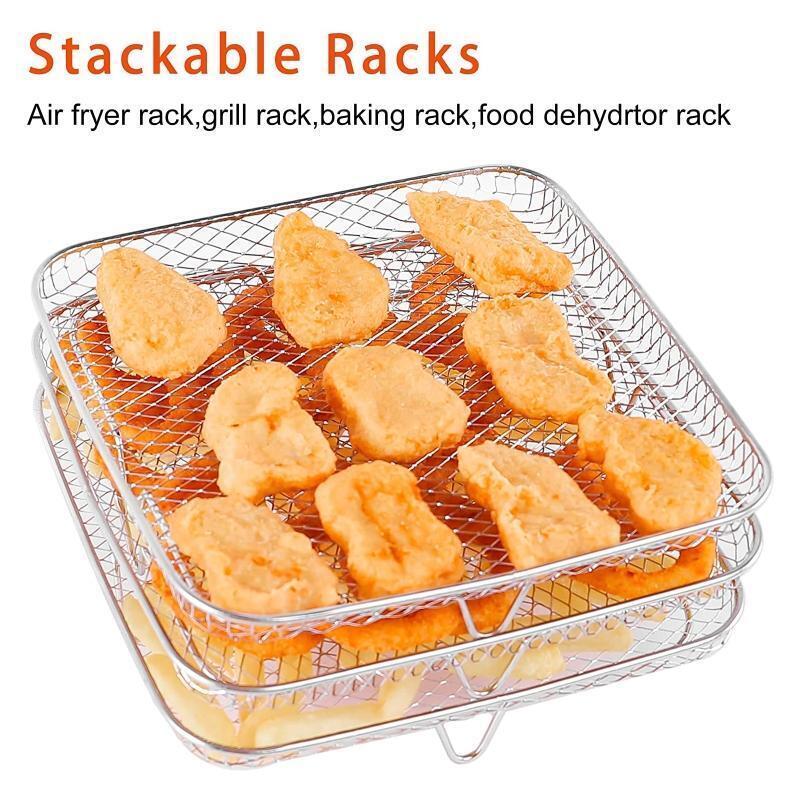 3-Layer Stackable Racks with Clamp Dehydrator Rack Air Fryer Accessories
