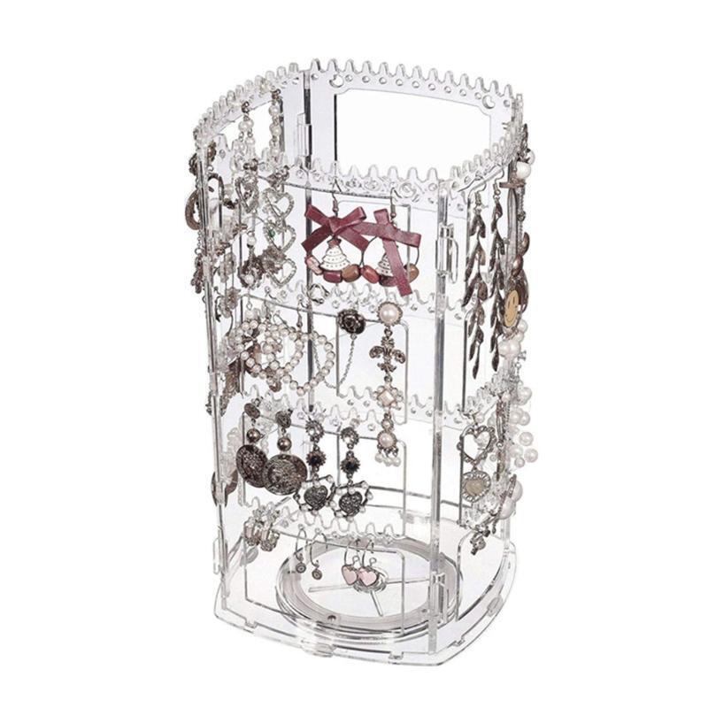 360 Rotating Clear Earring Holder 4 Tiers Jewelry Organizer Classic Stand Rack