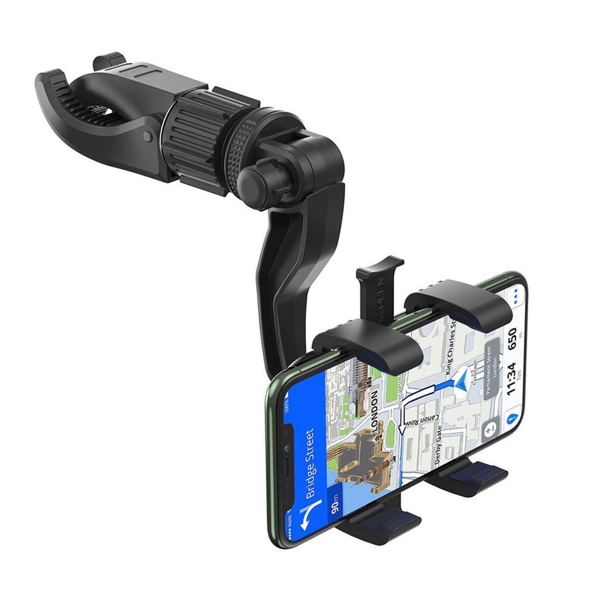 Car Rearview Mirror Phone Holder 360 Degrees Knobs Multiangle Adjustment Free