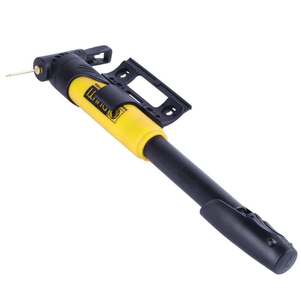 Portable Folding Bicycle Air Pump Inflator for Presta Schrader Valve Yellow