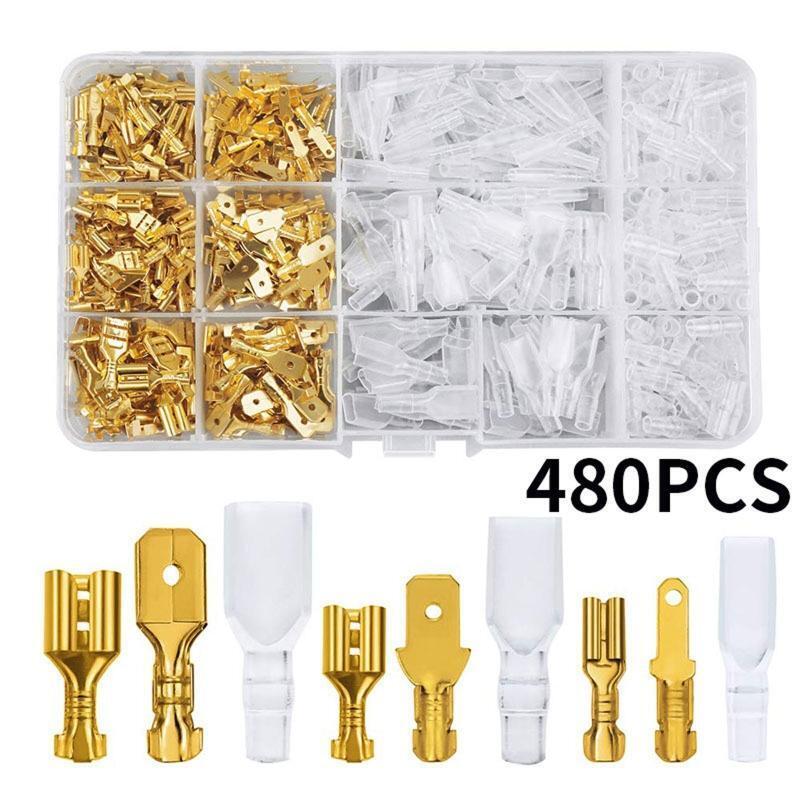 Female & Male Spade Terminals Assortment Kit Insulating Sleeve Universal Spring