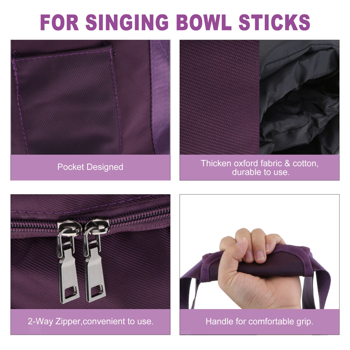 14inch  Handmade Singing Bowl Yoga Bag with Handle Accessory Dark Purple