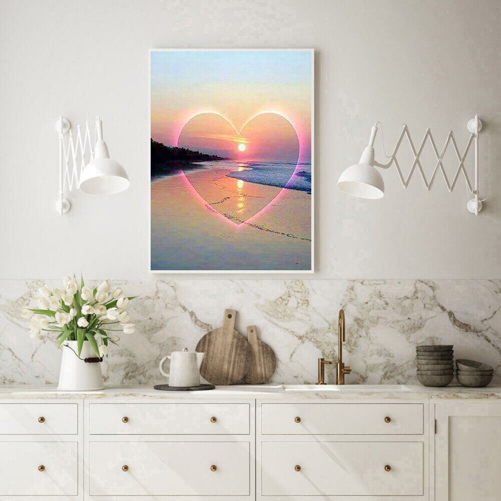 Full Round Drill Diamond Painting DIY Love Sunset Cross Stitch Embroidery