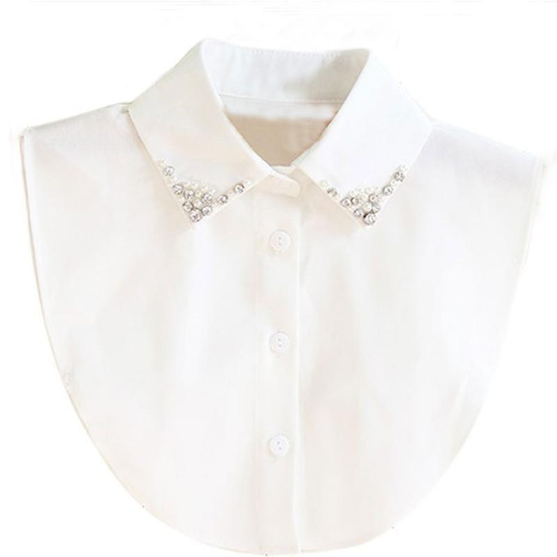 Rhinestone Beads False Shirt Collar Fashionable Decorative Faux Collar Tie Women