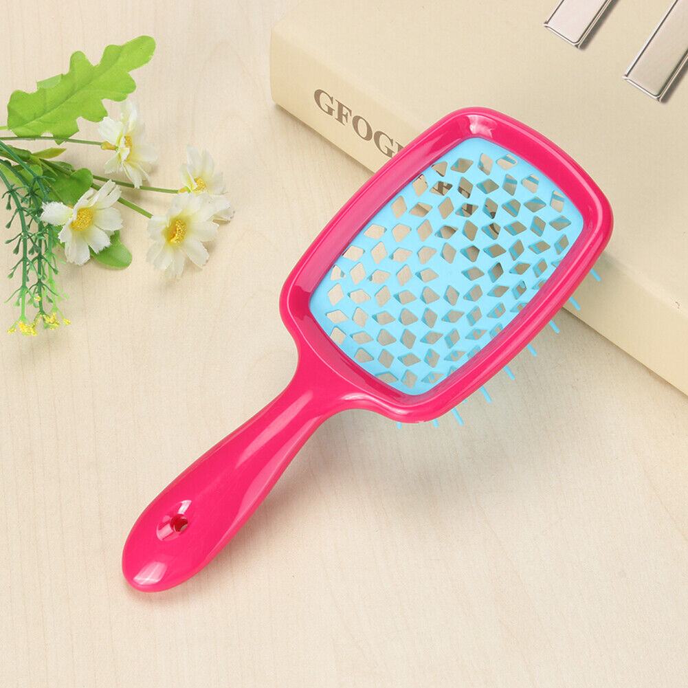 Wide Teeth Air Cushion Combs Scalp Massage Hollow Grid Airbag Brush (Rose)
