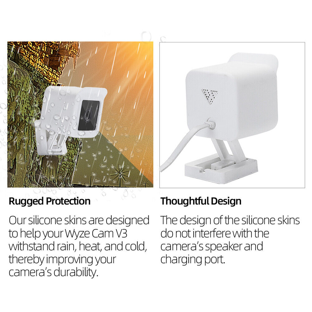 2pcs Waterproof Case for Wyze Cam V3 Security Camera Cover Skin (White)