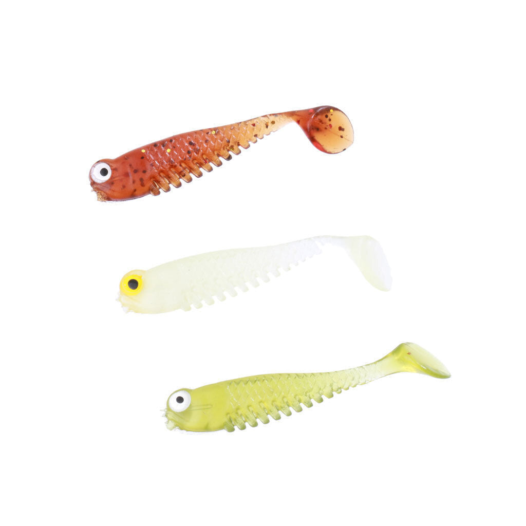Pack of 3 Soft Crankbait Minnow Poper Bass Baits Luminous Fishing Lure