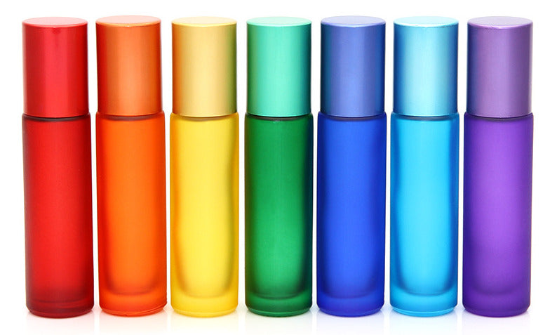5x10ml Gradient Empty Glass Roll Bottle Metal Roller Ball Essential Oil Bottles