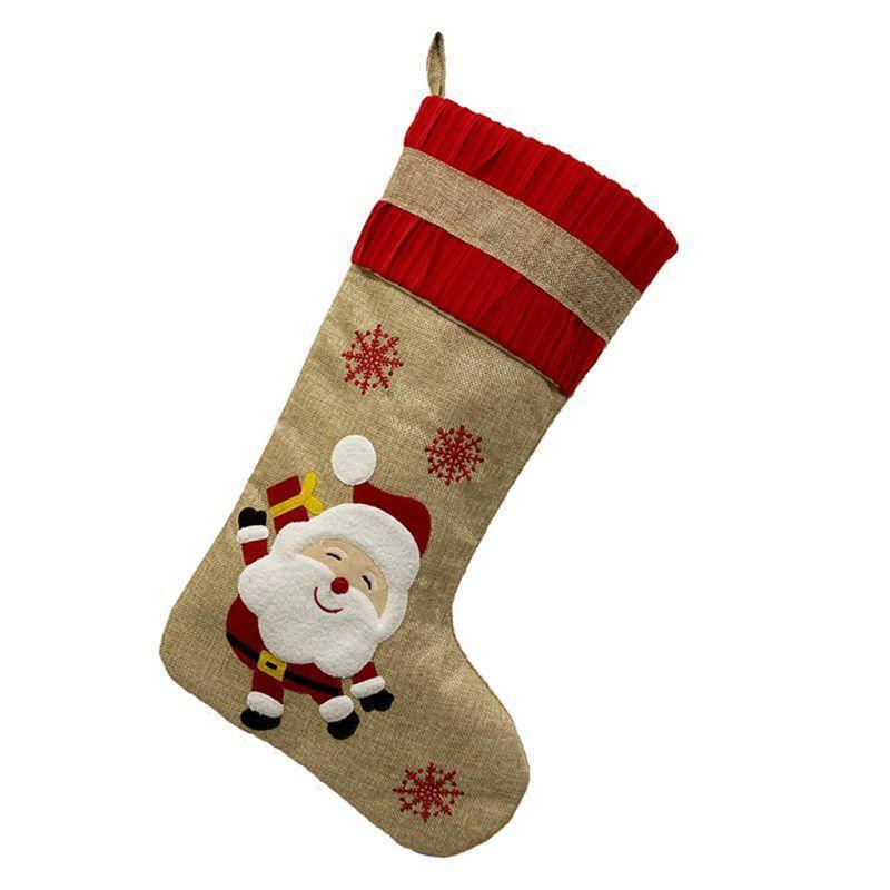 4pcs/set Christmas Stocking Snowflake Snowman Gift Candy Bag Hanging Xmas Tree