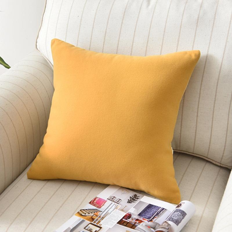 Nordic Yellow Cotton Linen Throw Pillow Case Tufted Embroidery White Feather Pat
