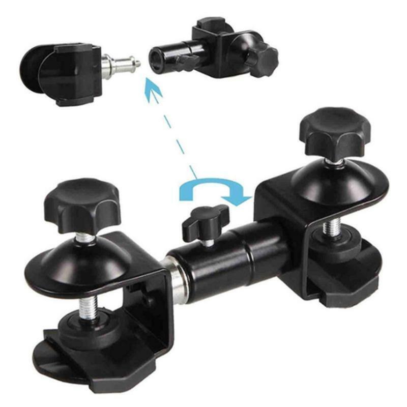 2 in 1 Camera Flash Umbrella Holder C-shaped Clamp Metal Stand Holder for Tripod