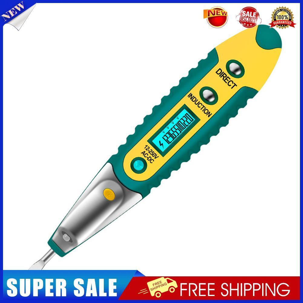 AC/DC 12-250V LCD Digital Tester Screwdriver Voltage Detector Pen Green