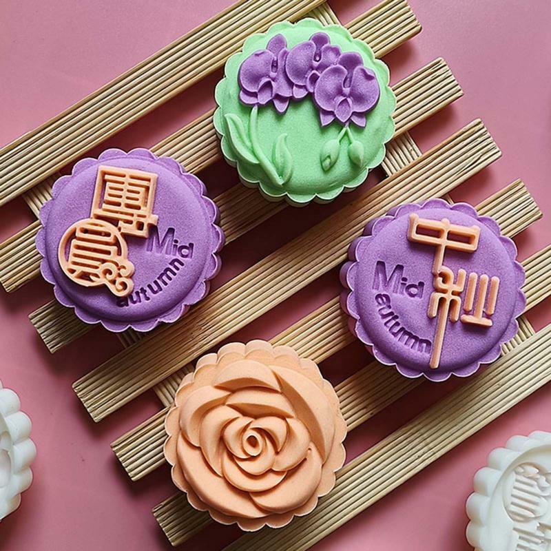 Plastic Mooncake Moulds Baking Accessories Hand-pressing for Mid-Autumn Festival