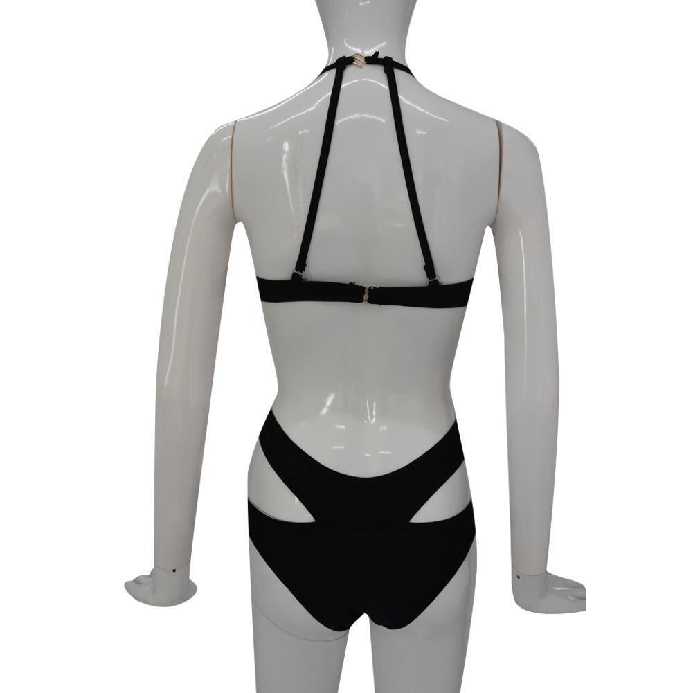 Women One Piece Swimwear High Cut Monokini Backless Swimsuit Bikini Set M