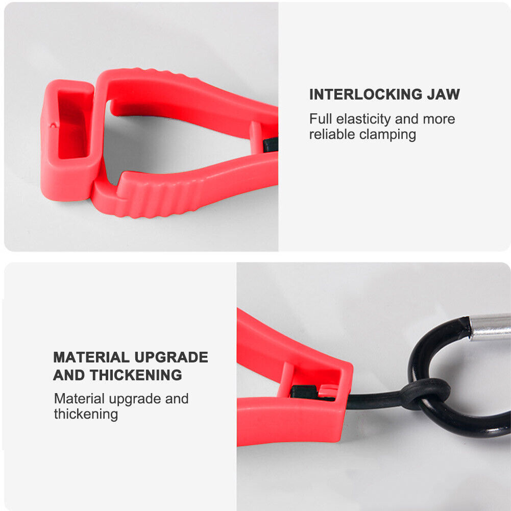 3pcs Glove Grabber Clamp Catcher Safety Working Clip Holder Hanger (Red)