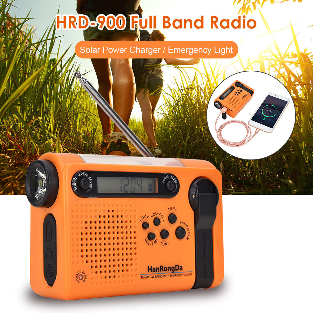Portable Solar Full Band Radio FM AM LED Flashlight Power Bank Radiogram