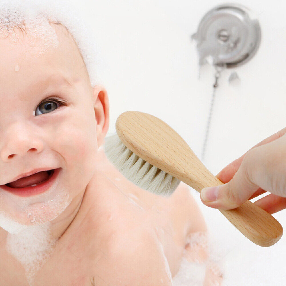 Wooden Shampoo Bath Wool Brush Soft Skin Care Cleaning Brush Baby Care Tool