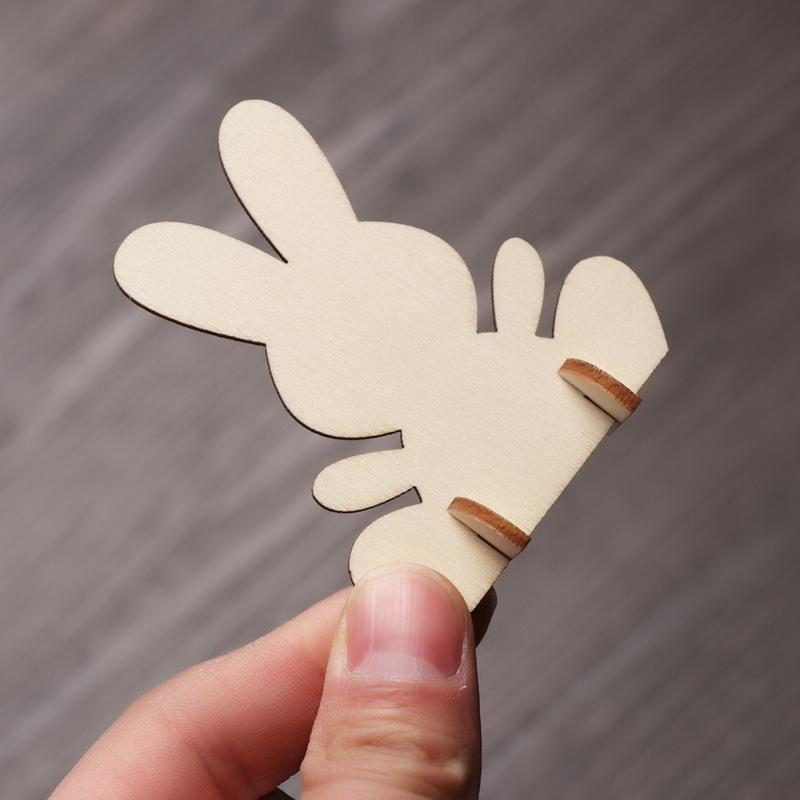 Easter Bunny Wooden Ornaments Set of 10 Unfinished Blank Wood Chips