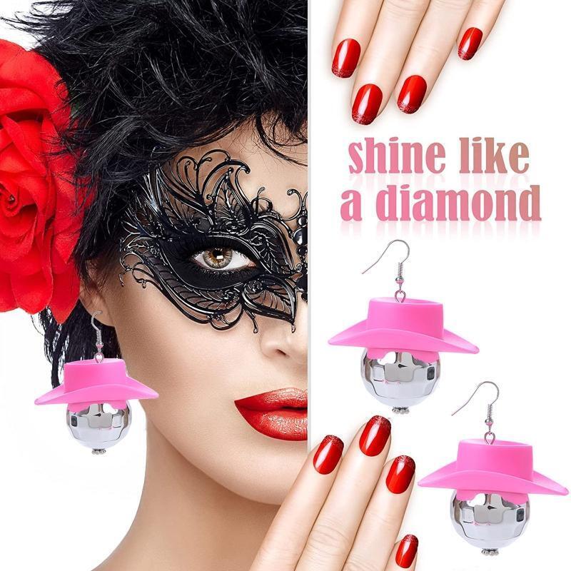 Cowboy Hat Disco Earrings Cool Pendant for Women Girls Clothing Accessories