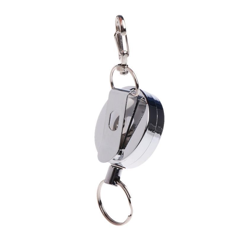 Fishing Zinger Retractor Key Ring Reel Holder Retractable Steel Cable Full Metal