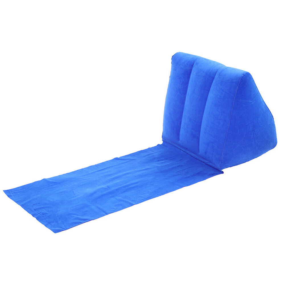 Inflatable Beach Mat Camp Lounger Back Pillow Triangle Cushion (Dark Blue)