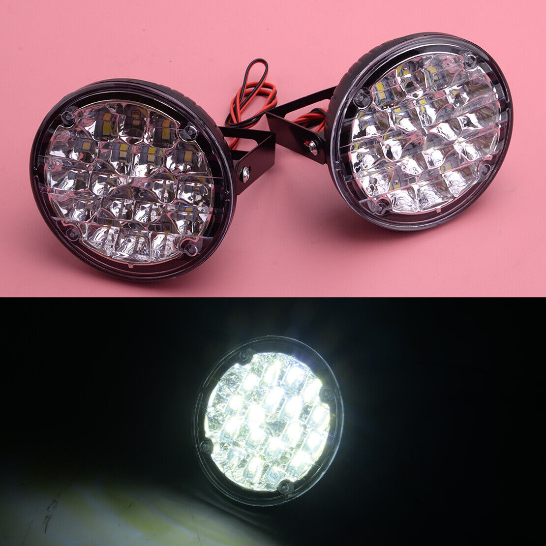 2pc 18LED Round Car DRL Driving Daytime Running Fog Light Day Work Lamp 12V