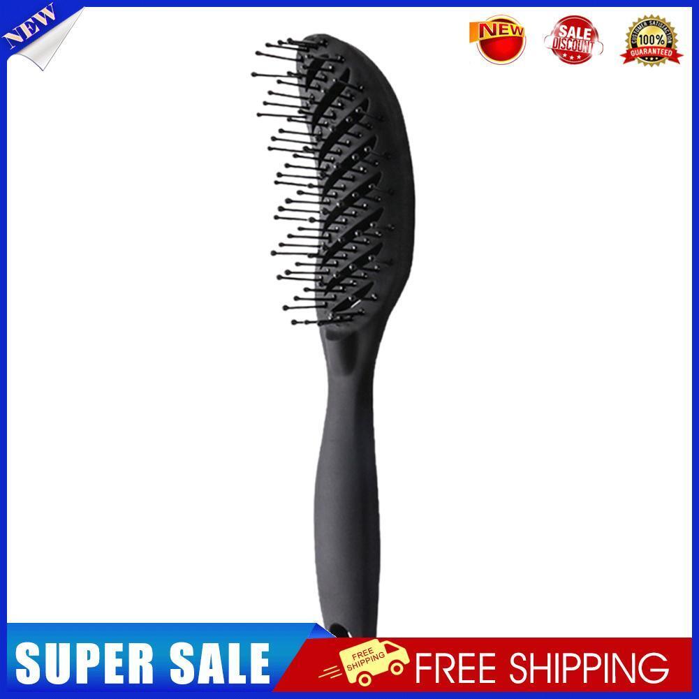 Curved Anti-Static Hair Massage Comb Salon Wet Dry Styling Brush (Black)