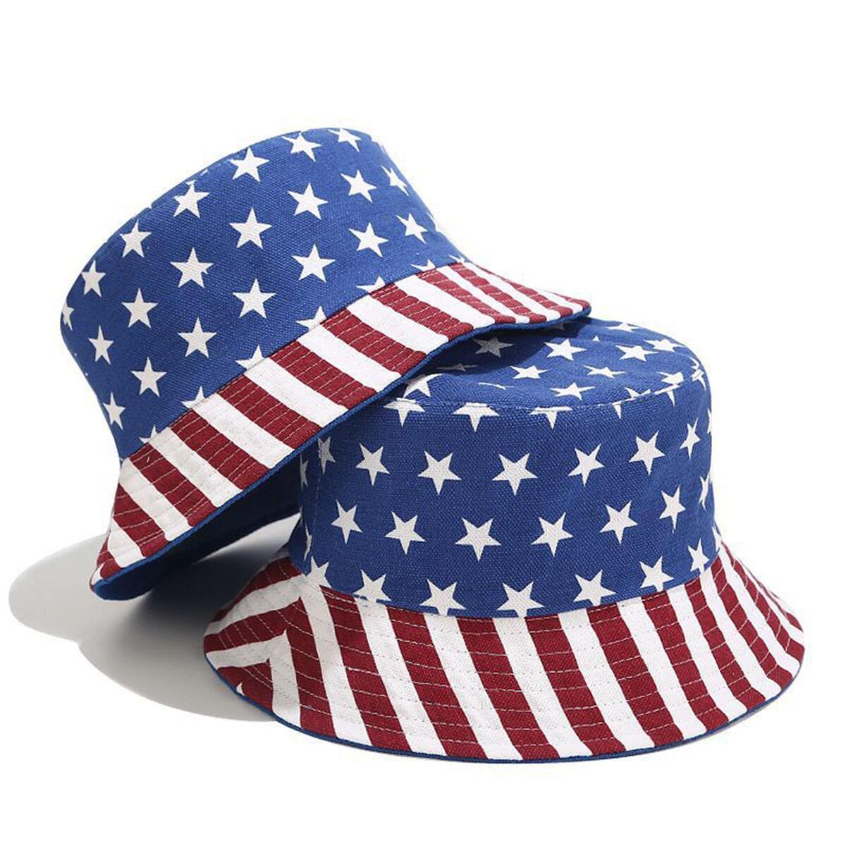 Casual Women Bucket Hat Patriotic 4TH of July Sun Protection for Hiking