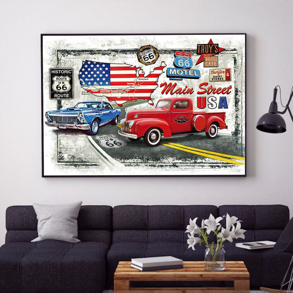 Diamond Painting Kit The Mystery of Highway 66 Full Round Drill Handicrafts