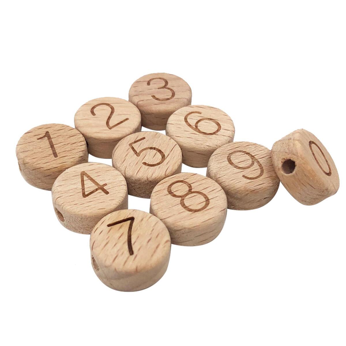 10 Pieces Number Letter  Flat Wooden  for Jewelry Making Necklace