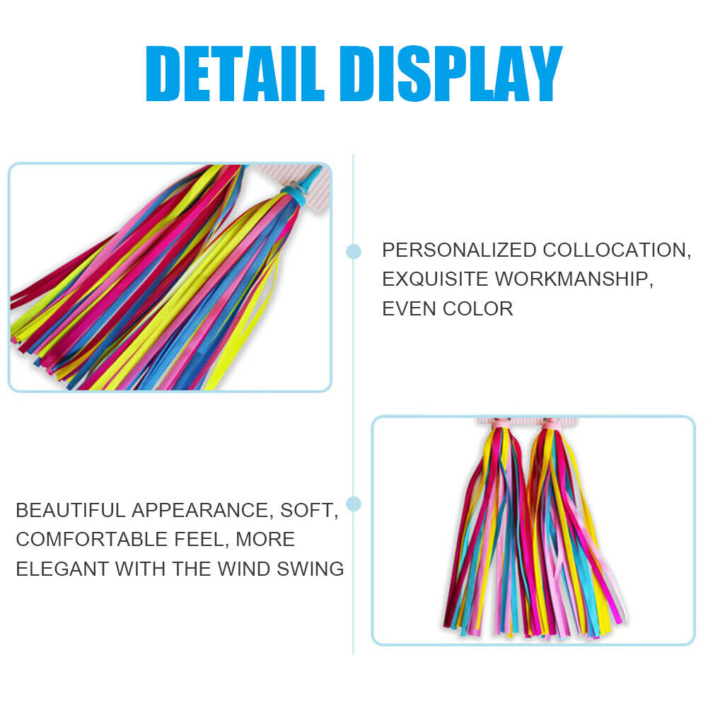 2x Bicycle Handlebar Tassel Streamers Kid Scooter Bike Ribbon (Yellow Pink)