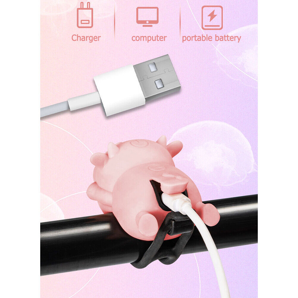 Cute Bike Handlebar Horn Bell Calf Kids Bicycle Scooter Front Light (Pink)