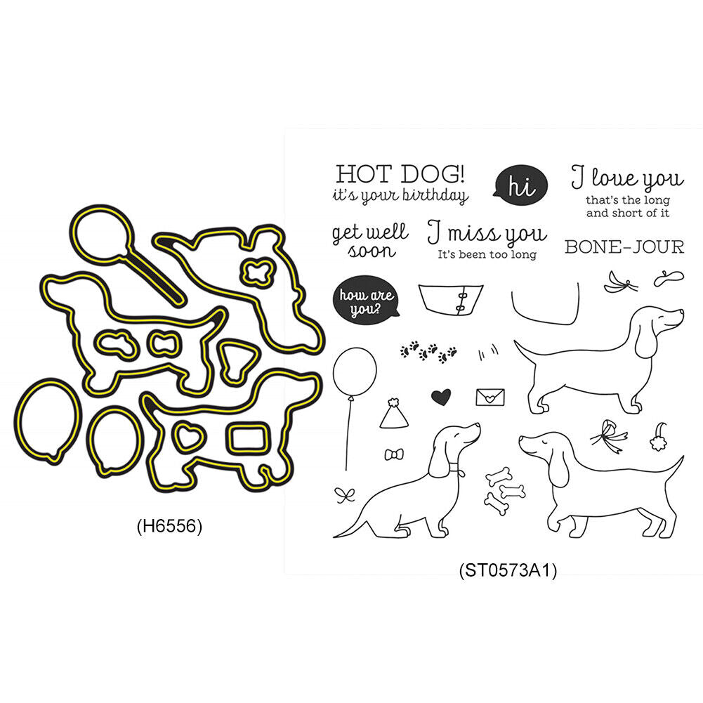 Paper Cut Card Dies Clear Silicone Seal Love Dog Happy Birthday Stencil (C)