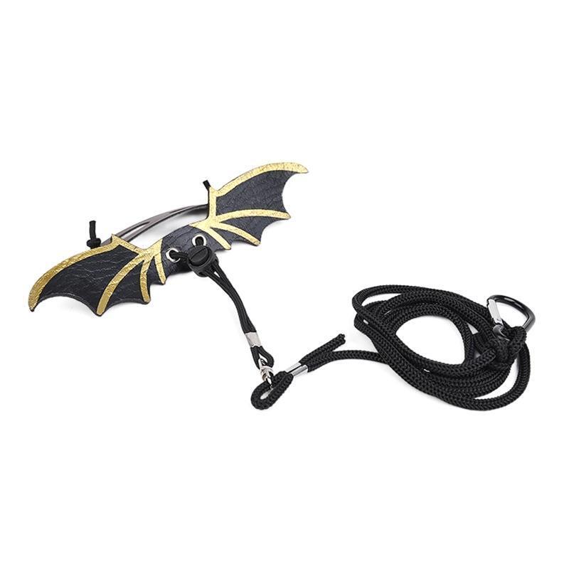Adjustable Bearded Dragon Harness Lizard Leash with Cool PU Leather Wing