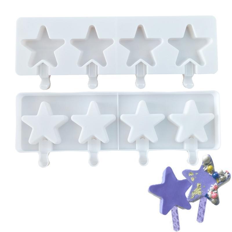 Popsicles Molds Set Silicone 4 Cavities Oval Cake Pop Molds Popsicles Molds