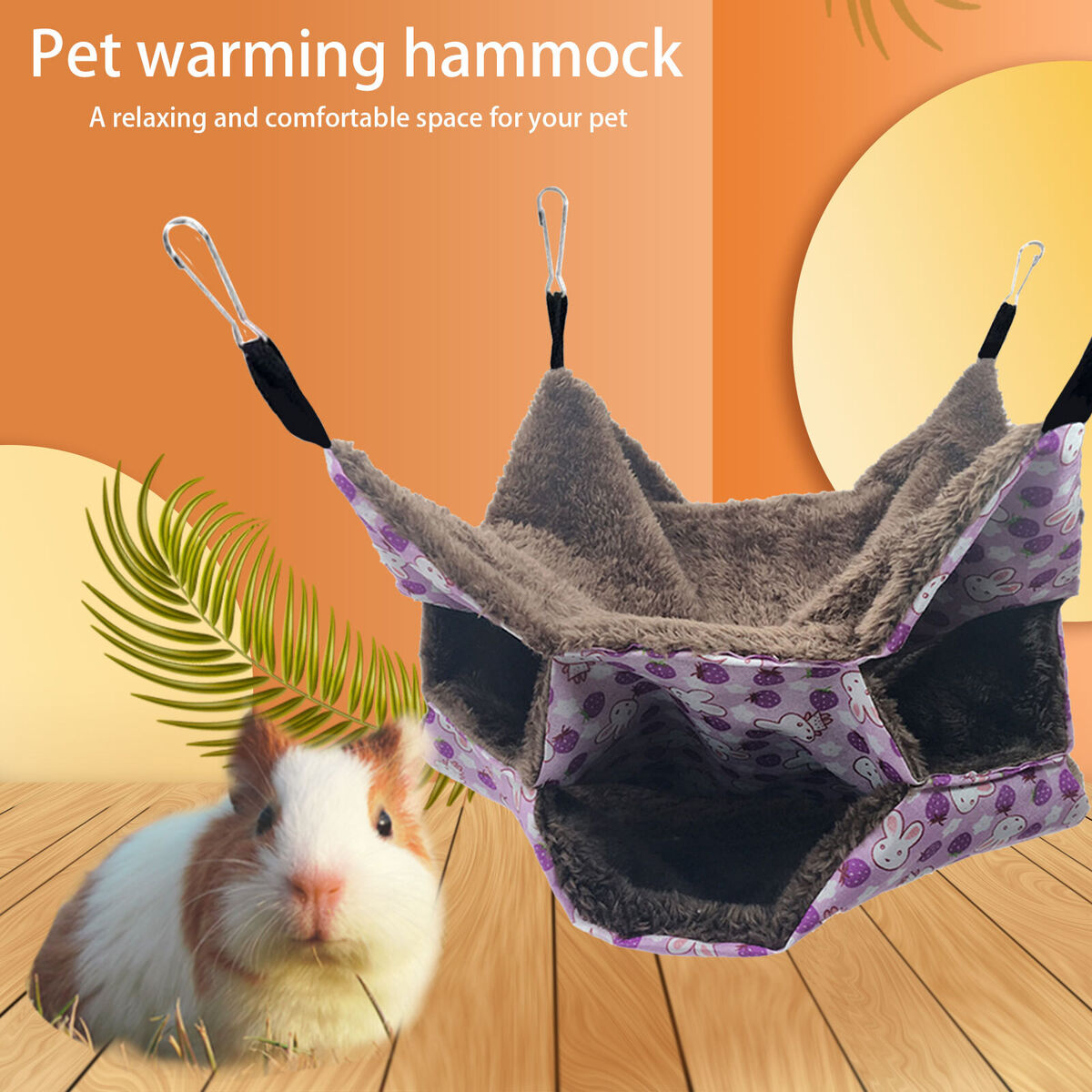 Small Animal Hammocks Warm Plush Hanging Pet 3 Layers Hideout (Purple)