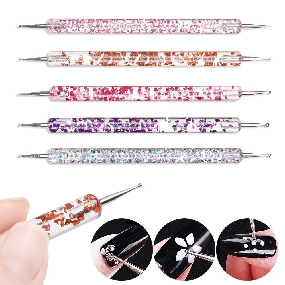 5Pcs Beauty Professional 2 Way DIY Nail Art Dotting Pen Painting Manicure Tools