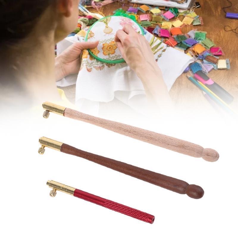 3 Pcs Embroidery Crochet Hooks with 9 Needles Wooden Handle French Tambour Hooks