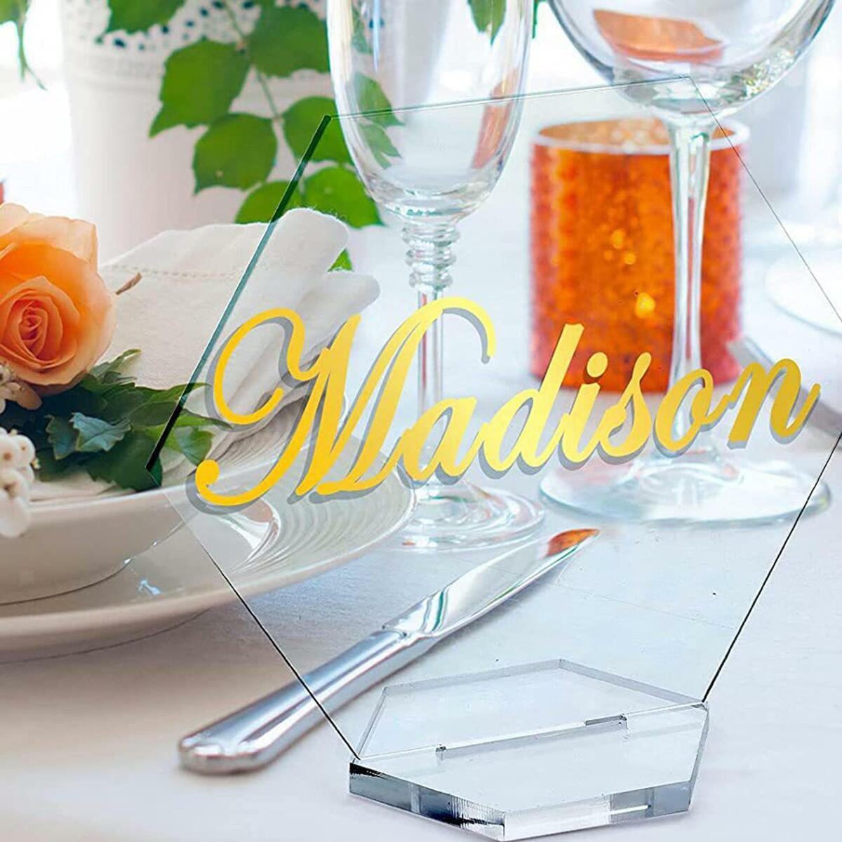 5x Clear Acrylic Place Cards with Stand DIY for Wedding Banquet Birthday