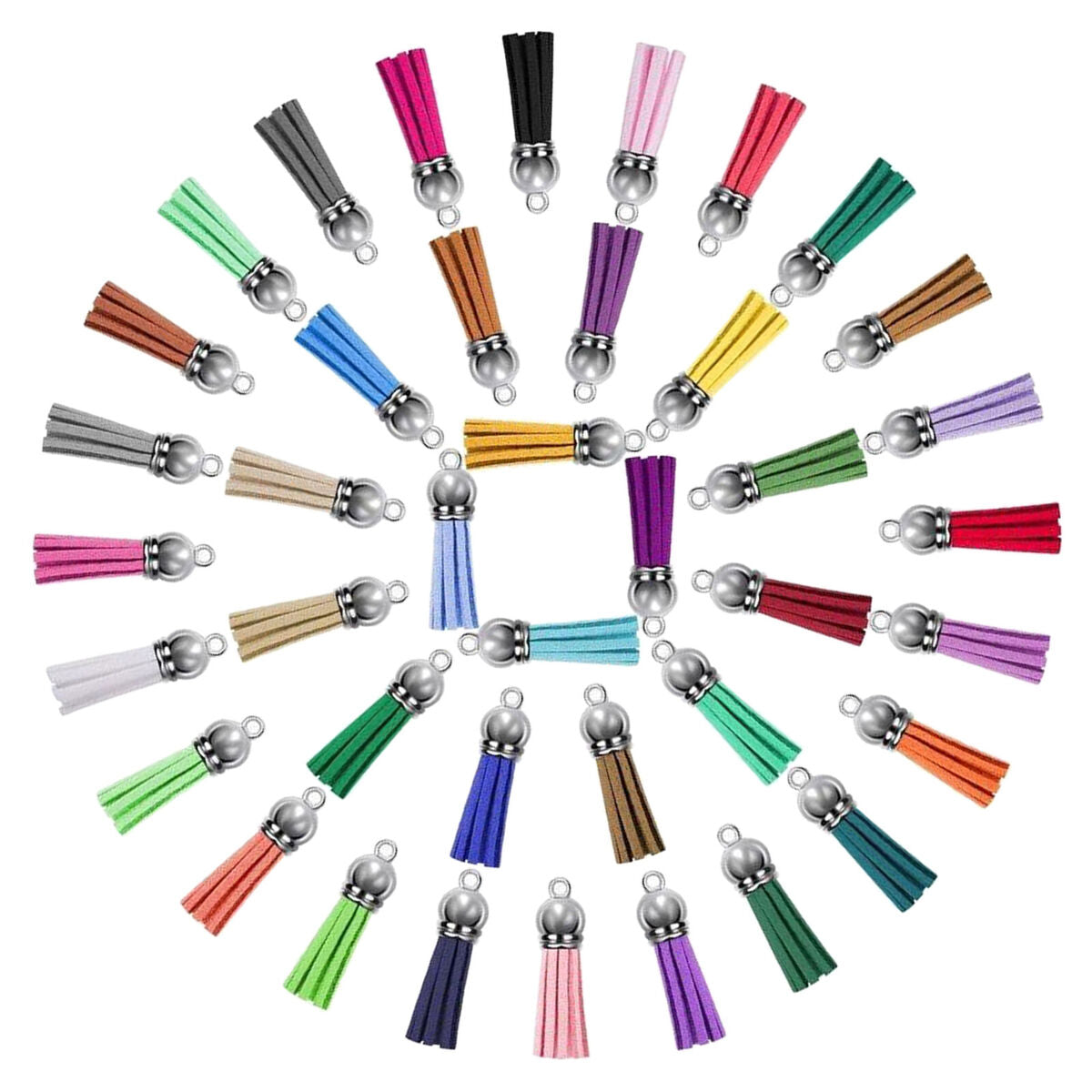 200Pcs Key Chain Ring Tassel Pendants Bulk for  Jewelry Making Decor